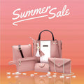 Women's Pink Rexine Handbag Set 5 Pcs