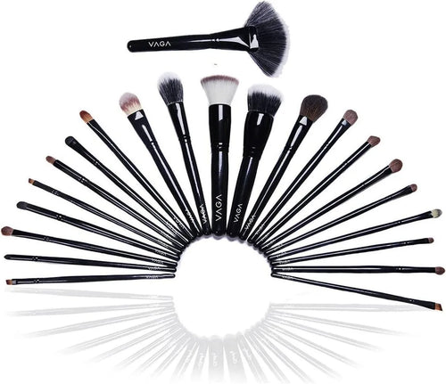 22-Piece Black ABS Makeup Brush Set for Blending & Travel