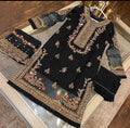 Black Embroidered 3-Piece Women Suit Party Wear